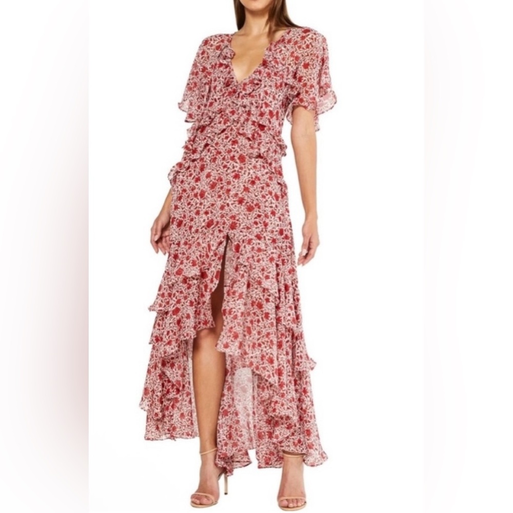 Misa Los Angeles Red Floral Maxi Dress